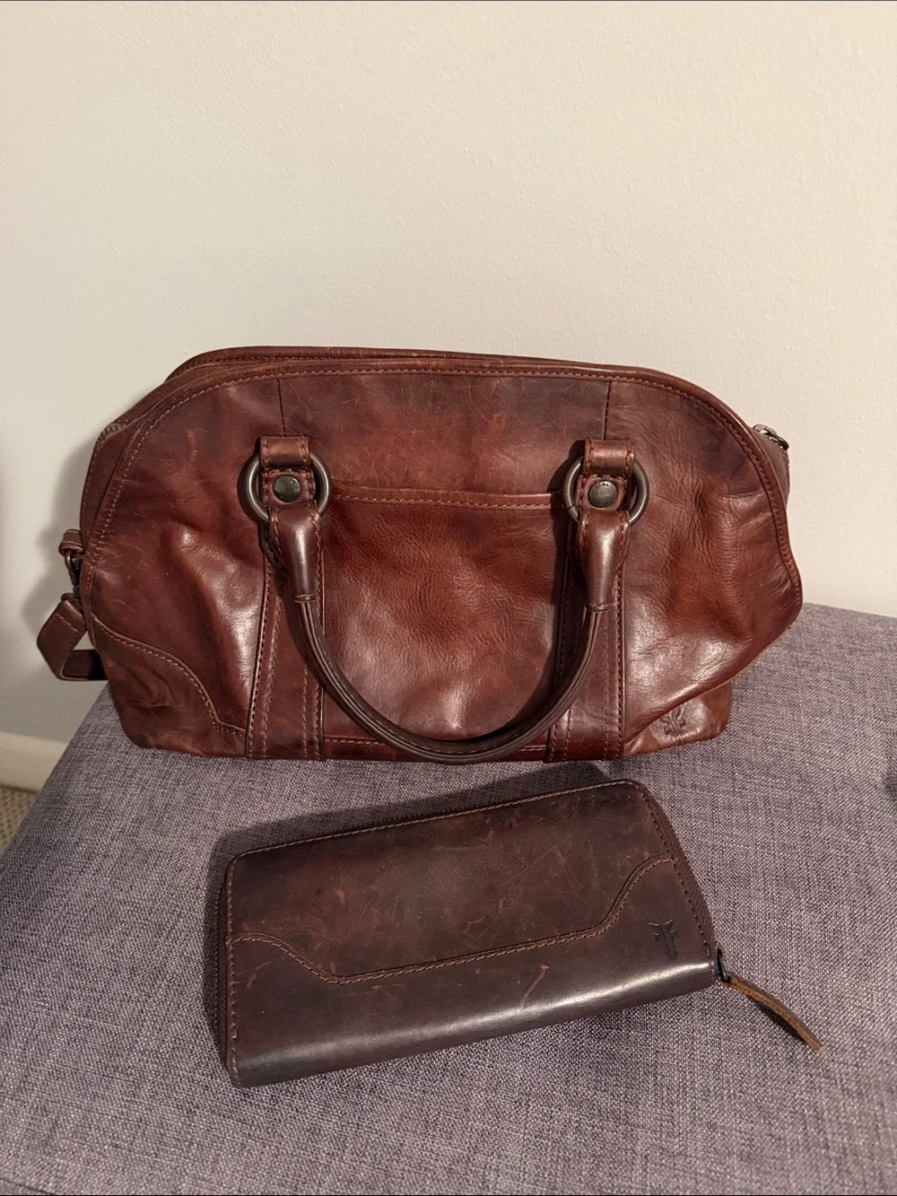 Frye Brown Leather Duffel Bag
